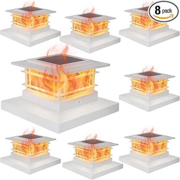 Dynaming 8 Pack Solar Flame Post Lights Outdoor, Solar Powered Fence Post - Picture 6 of 6